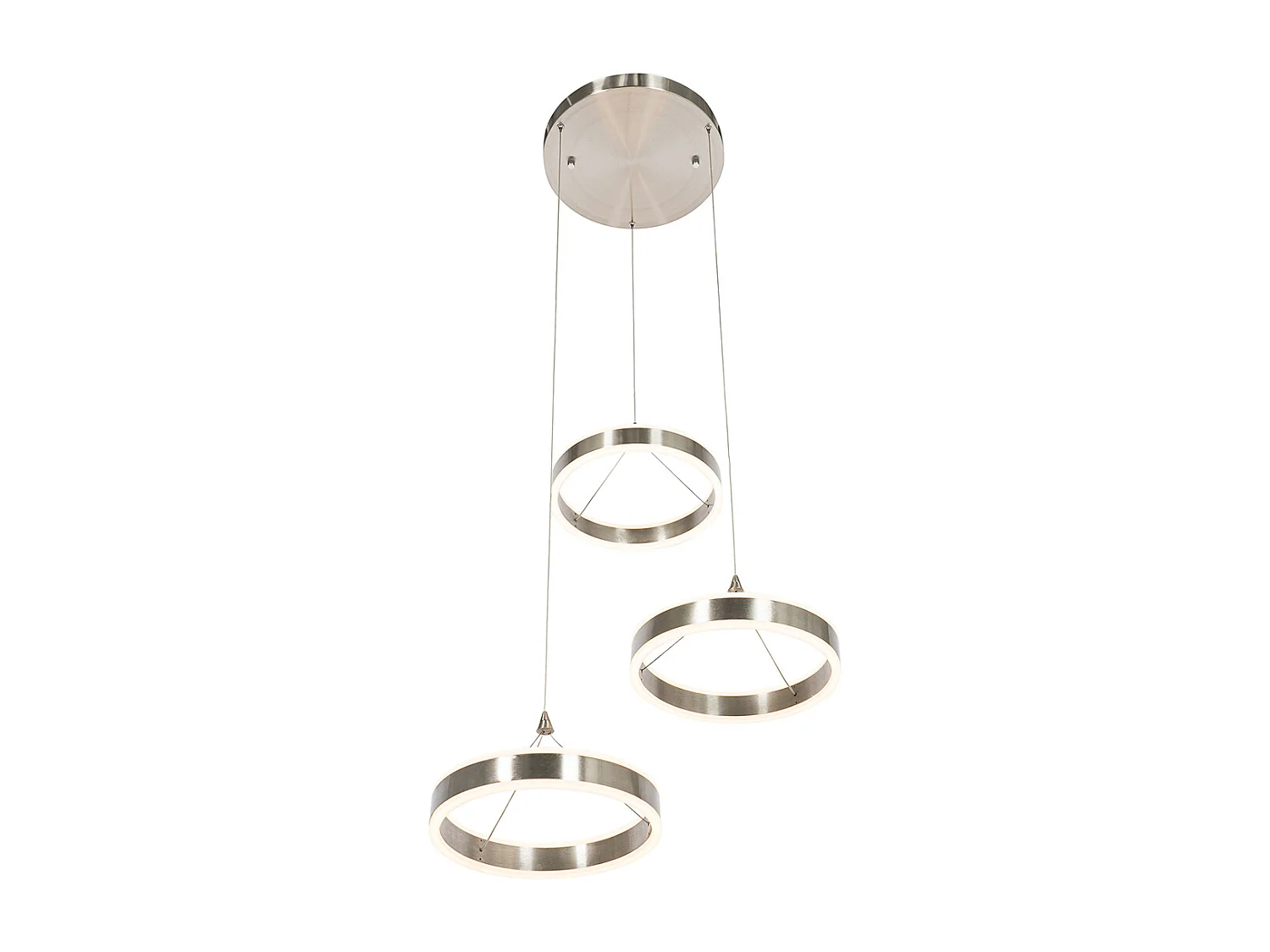 Suspension ronde en acier avec LED à intensité variable 3 niveaux 3 lumières - Lyani