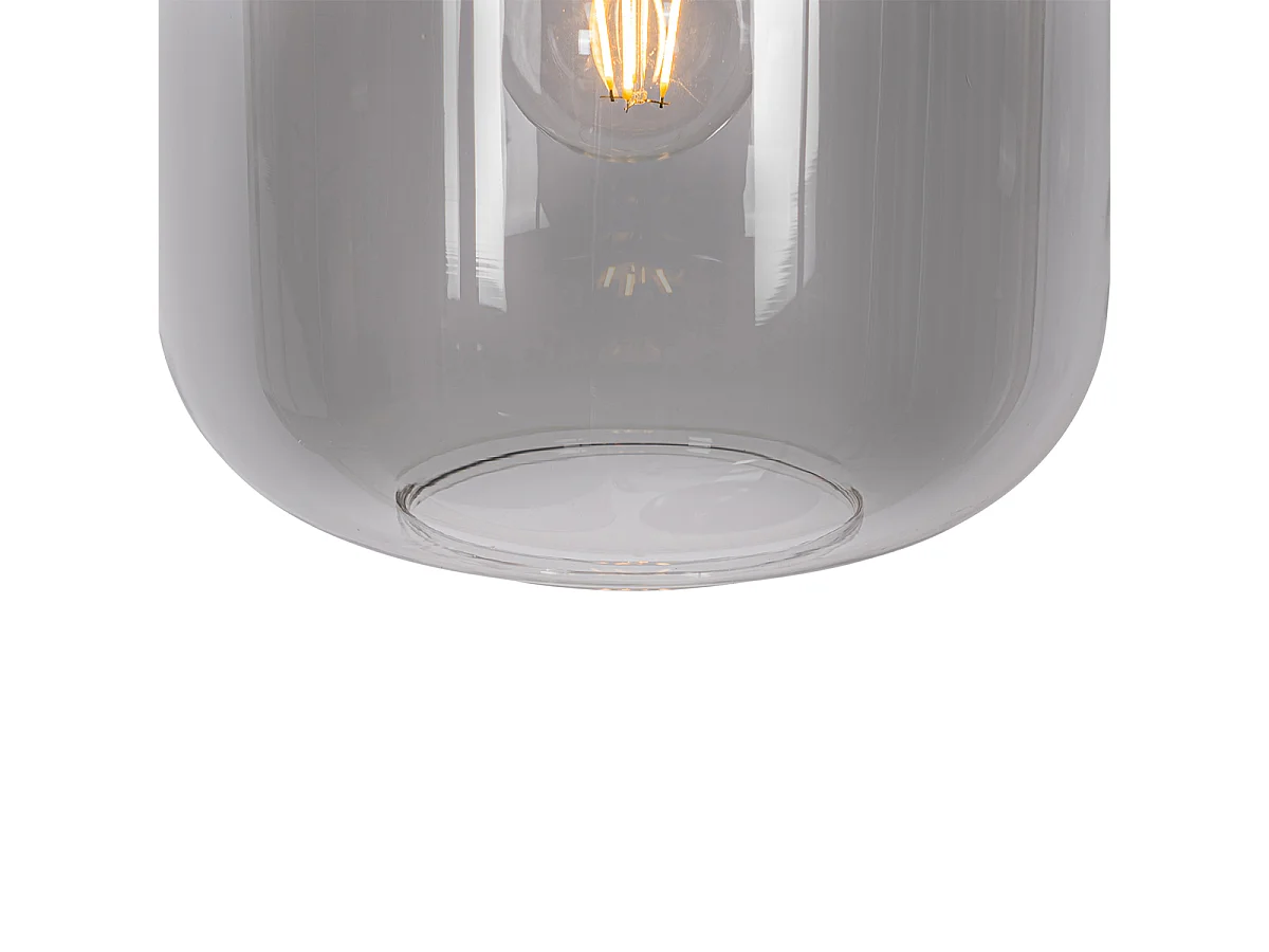 Suspension noire avec or et verre fumé 3 lumières ronde - Kyan