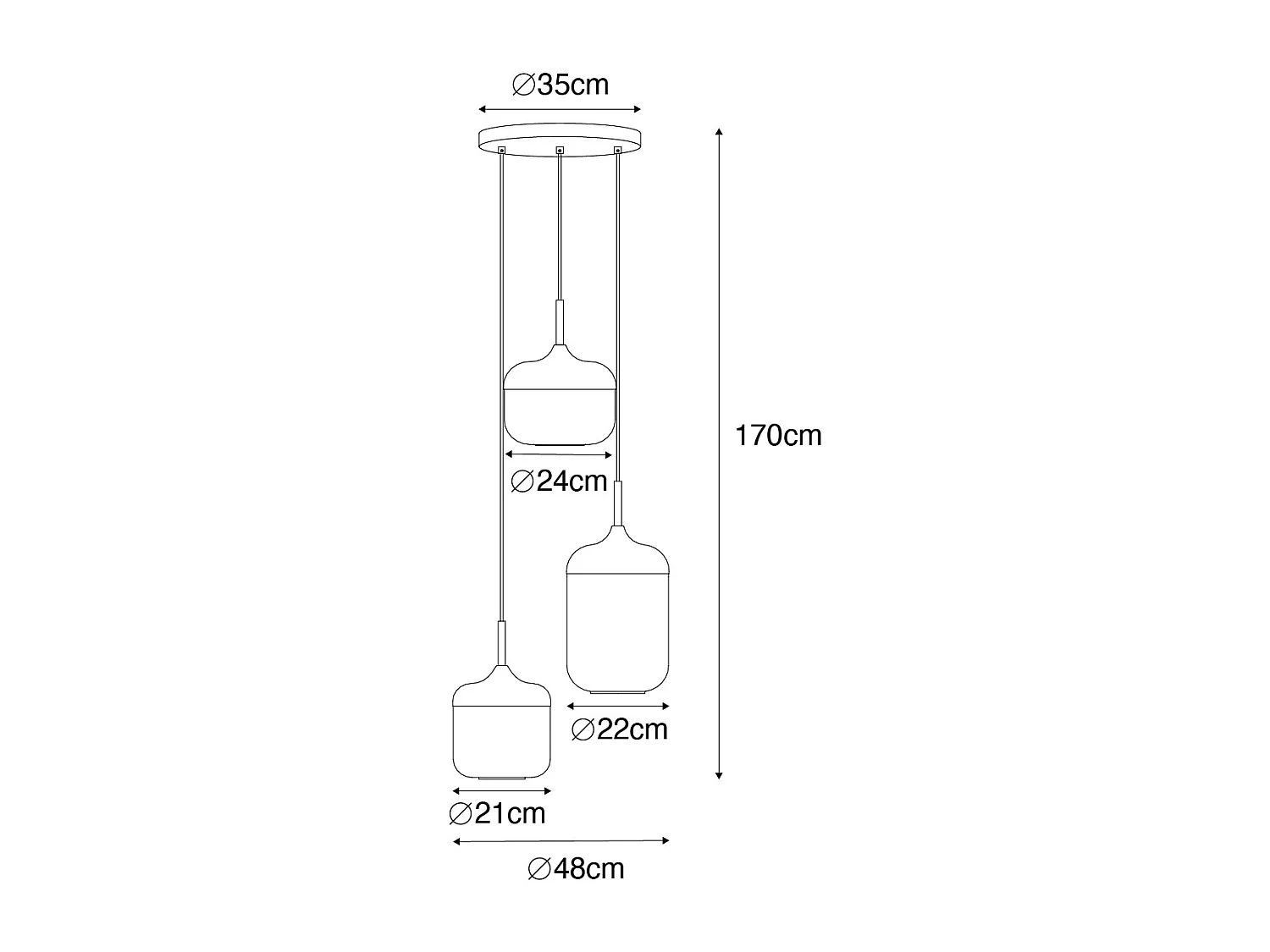 Suspension noire avec or et verre fumé 3 lumières ronde - Kyan