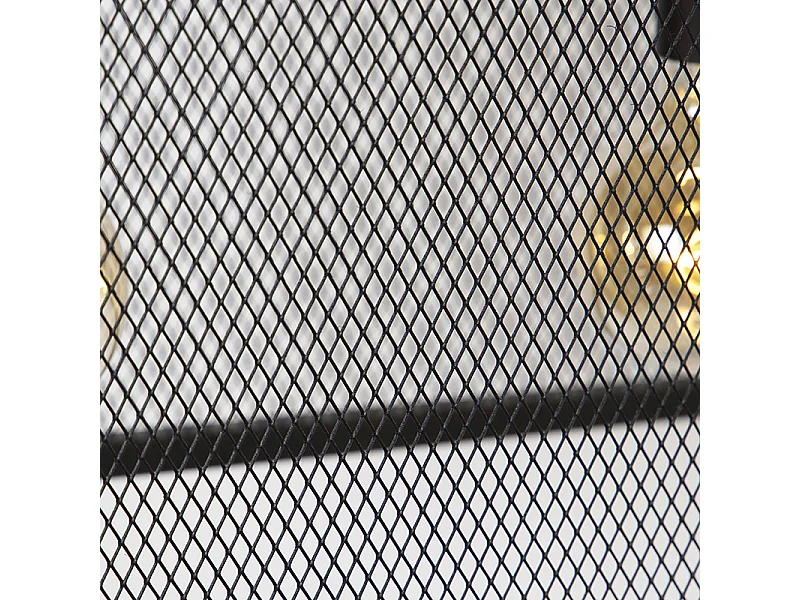Suspension industrielle noire 118 cm 4 lumières - Cage Mesh