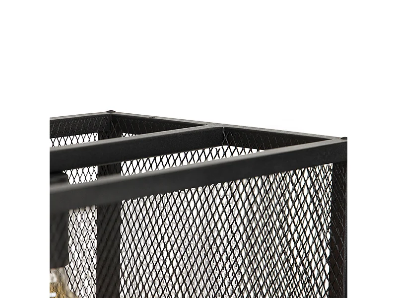 Suspension industrielle noire 118 cm 4 lumières - Cage Mesh