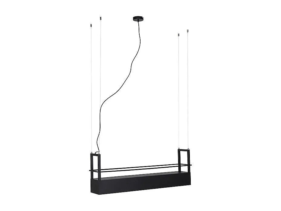 Suspension industrielle noire avec étagère 4 lumières GU10 - Cage Rack