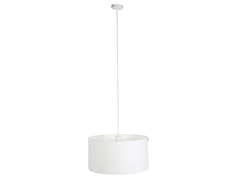 Suspension moderne blanche avec abat-jour blanc 50 cm - Combi 1