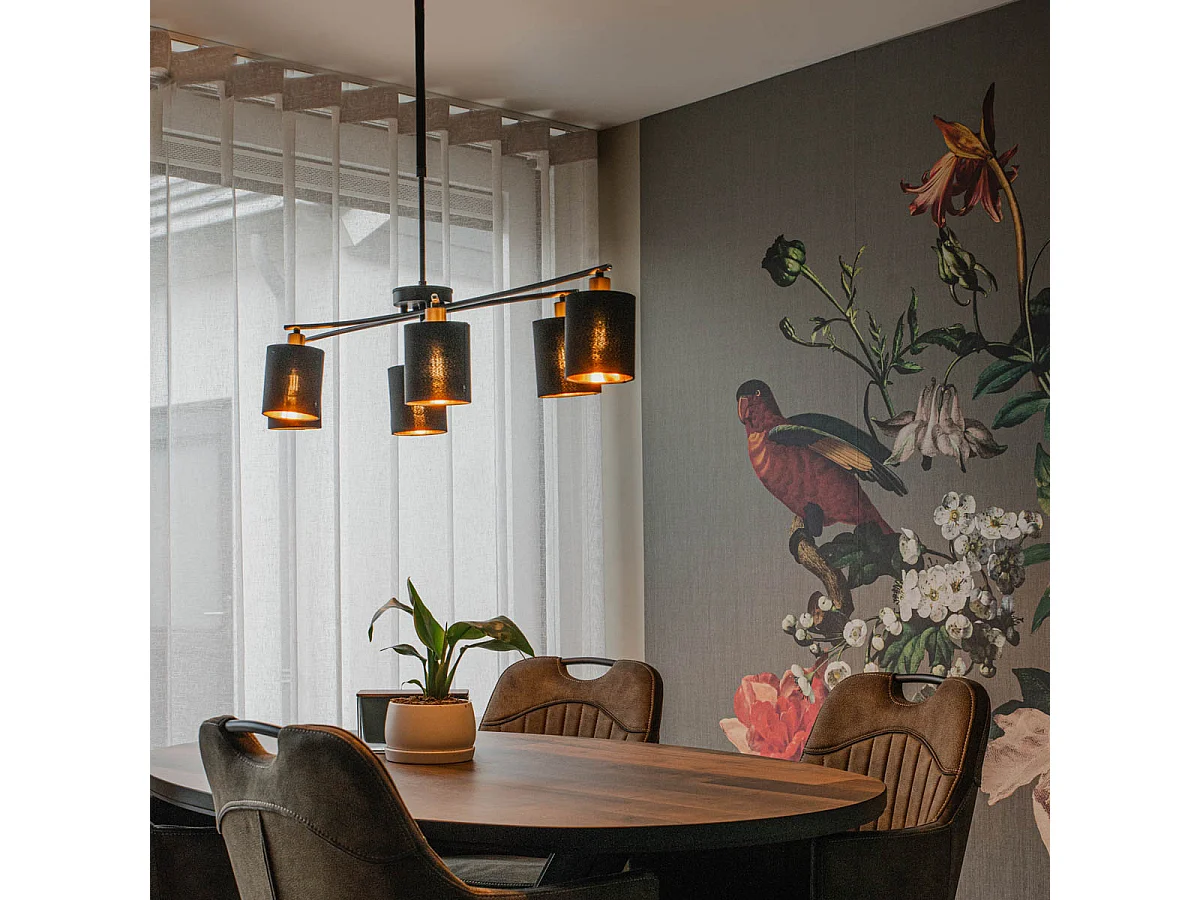 Lampe suspendue moderne noire orientable 6 lumières - Lofty