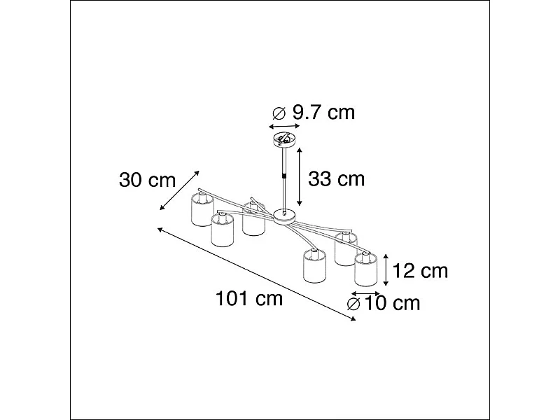 Lampe suspendue moderne noire orientable 6 lumières - Lofty