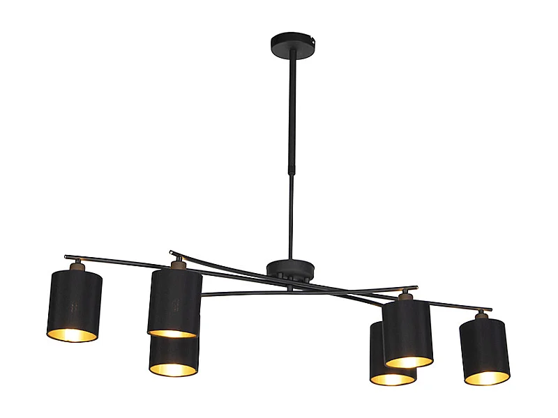 Suspension moderne noire réglable 6 lumières - Lofty