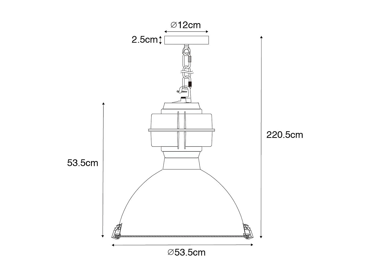 Suspension industrielle noire 53,5 cm - Sicko