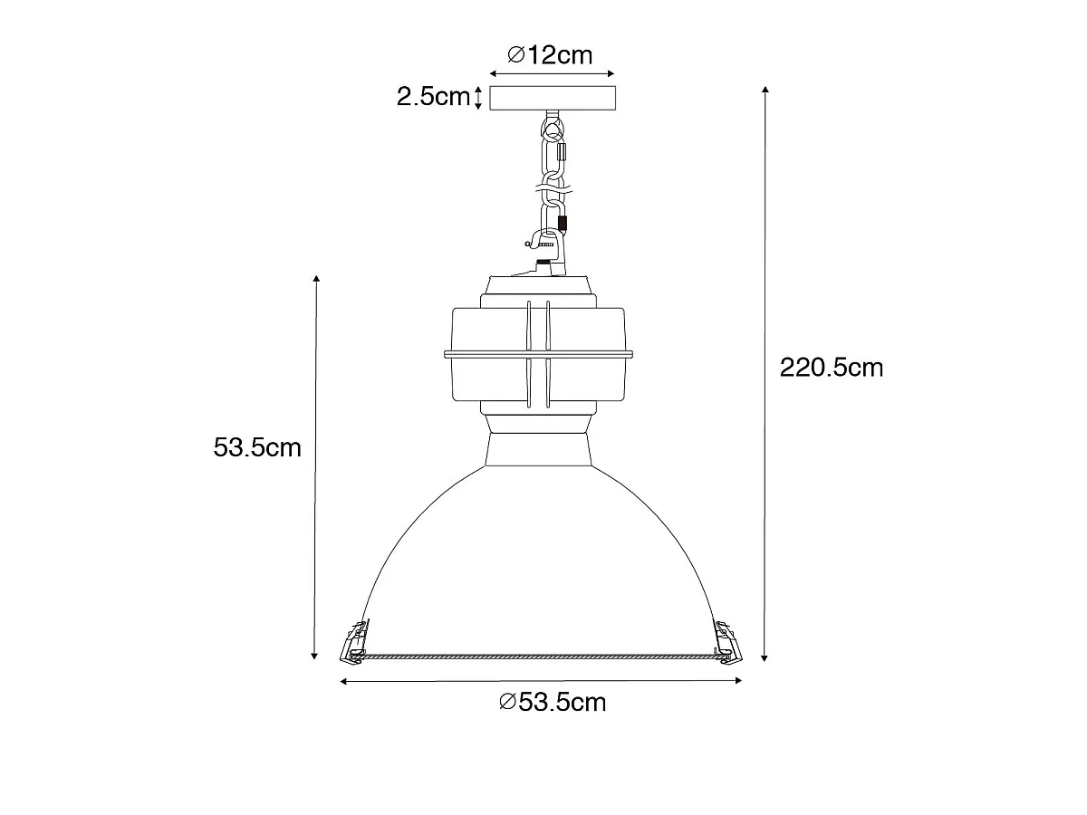 Suspension industrielle noire 53,5 cm - Sicko