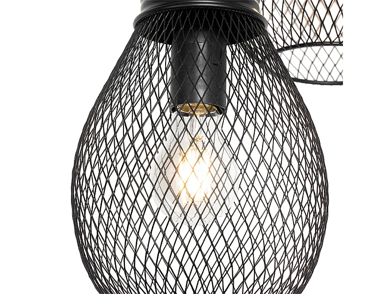 Suspension design noire 3 lumières - Raga
