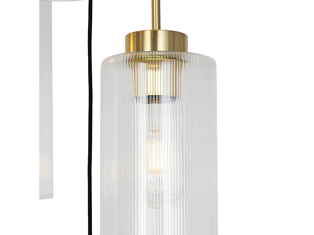 Lampe à suspension Art Déco dorée avec verre 7 lumières - Laura