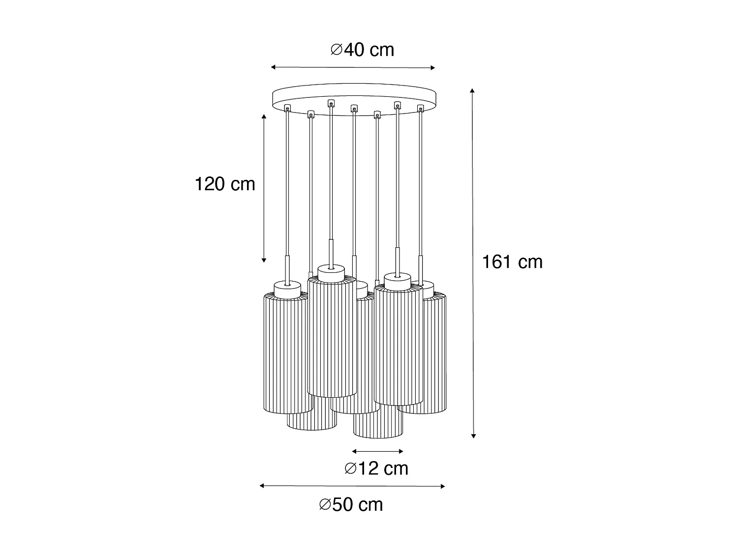 Lampe à suspension Art Déco dorée avec verre 7 lumières - Laura