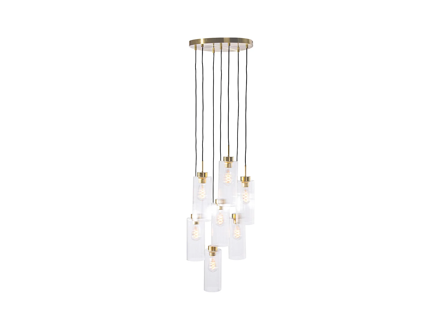 Lampe à suspension Art Déco dorée avec verre 7 lumières - Laura