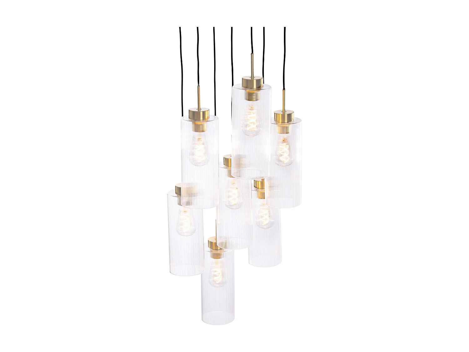 Suspension Art Déco dorée avec verre 7 lumières - Laura