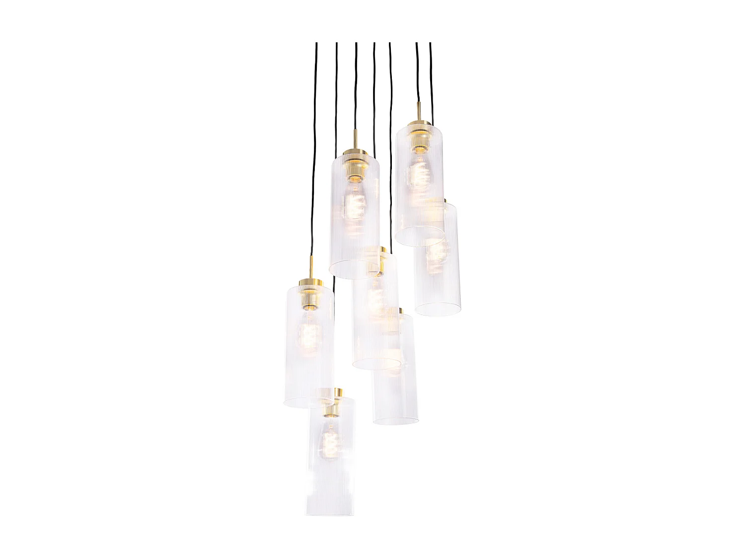 Suspension Art Déco dorée avec verre 7 lumières - Laura