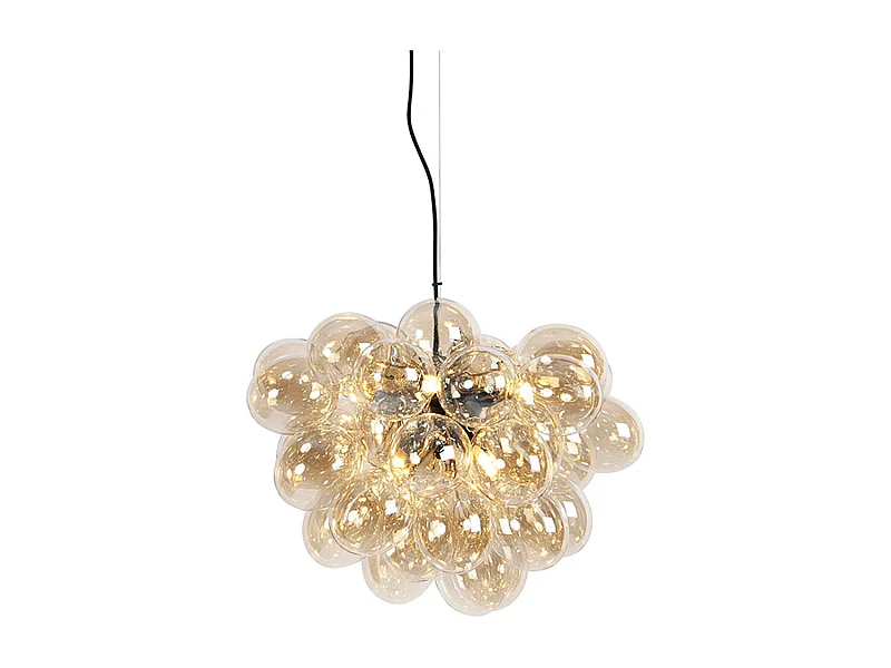 Suspension Art Déco noire avec verre 8 lumières - Uvas