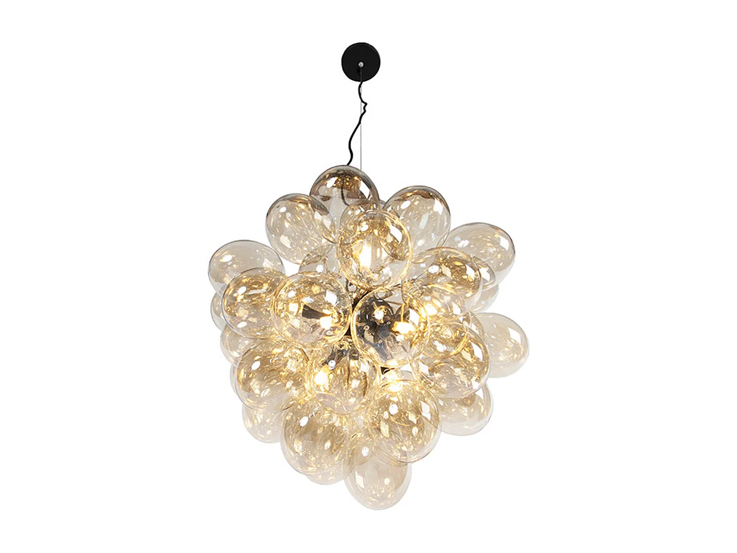 Suspension Art Déco noire avec verre 8 lumières - Uvas