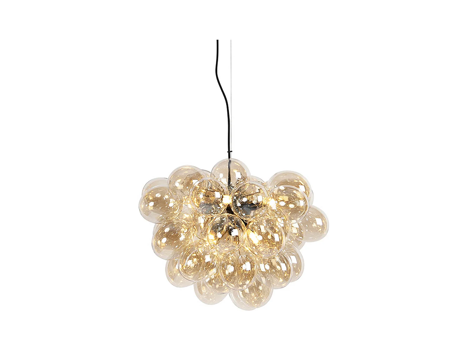Suspension Art Déco noire avec verre 8 lumières - Uvas