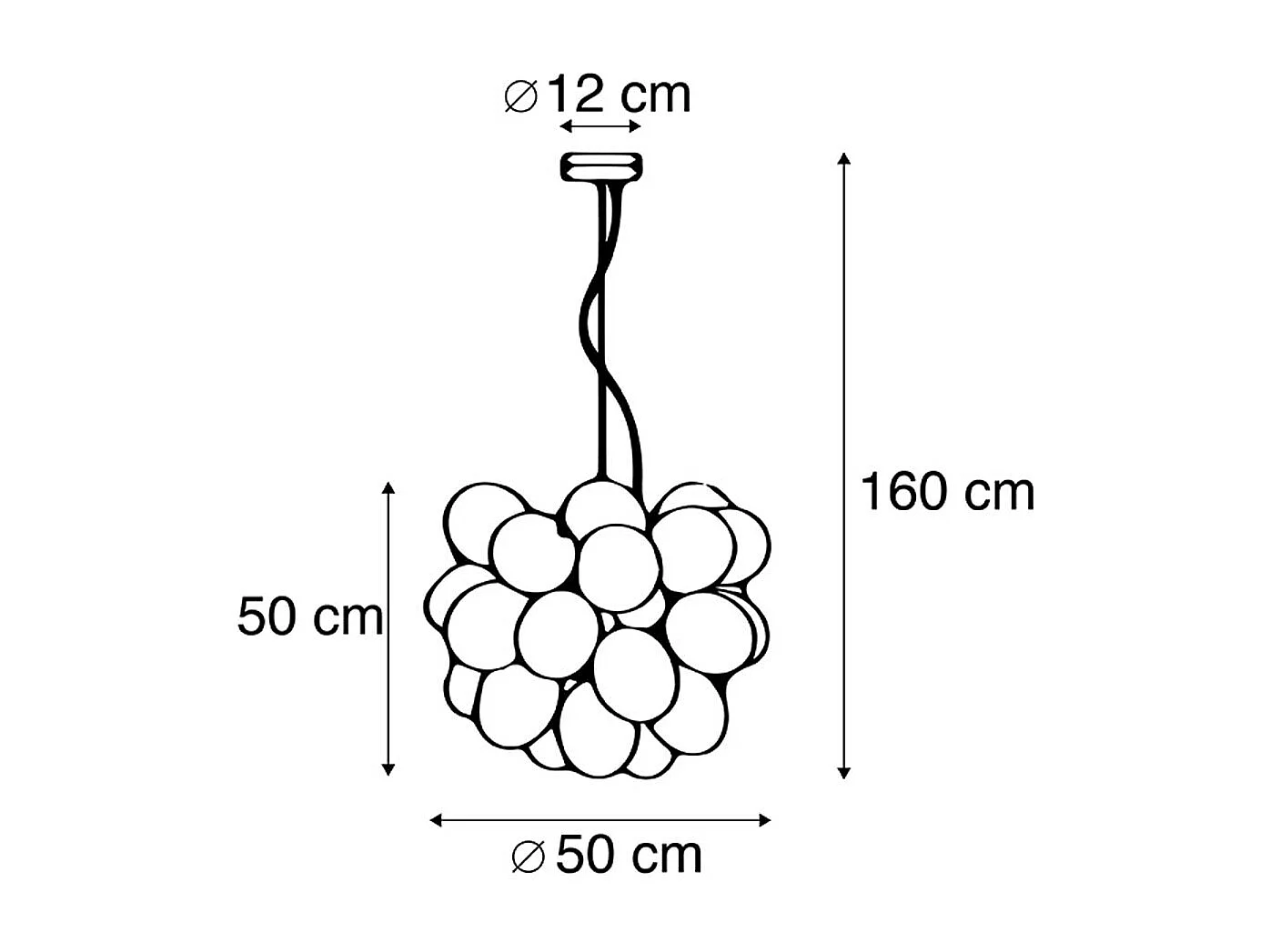 Suspension Art Déco noire avec verre ambré 8 lumières - Uvas