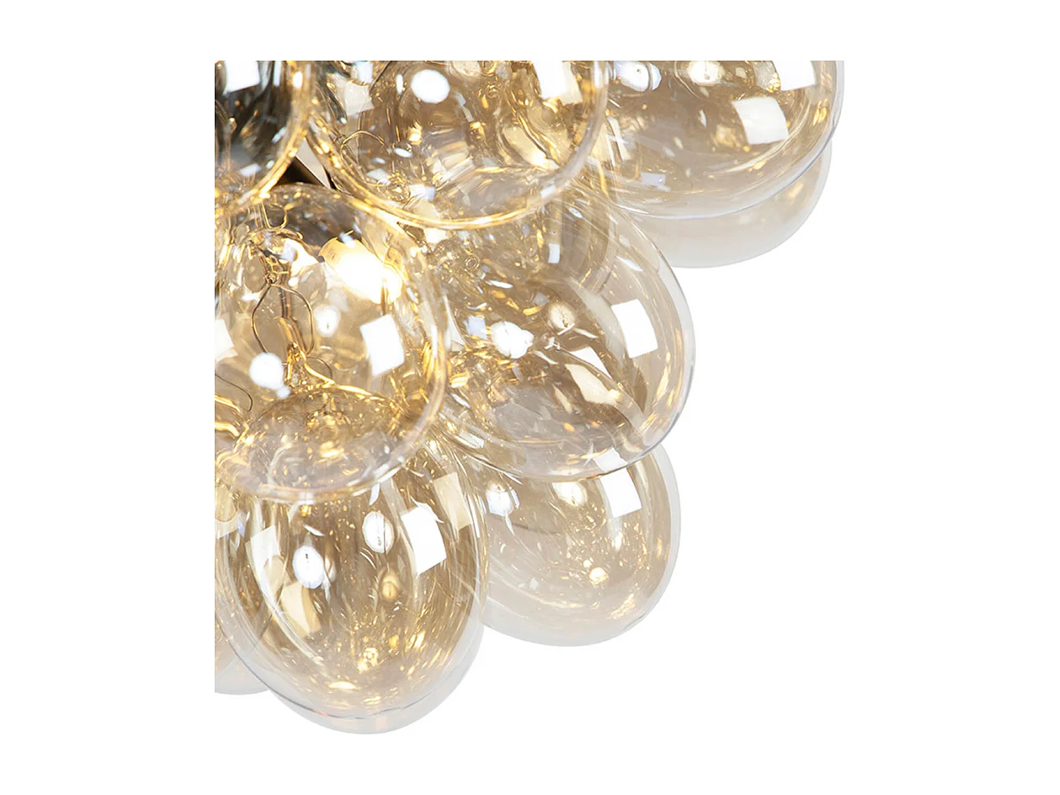 Suspension Art Déco noire avec verre ambré 8 lumières - Uvas