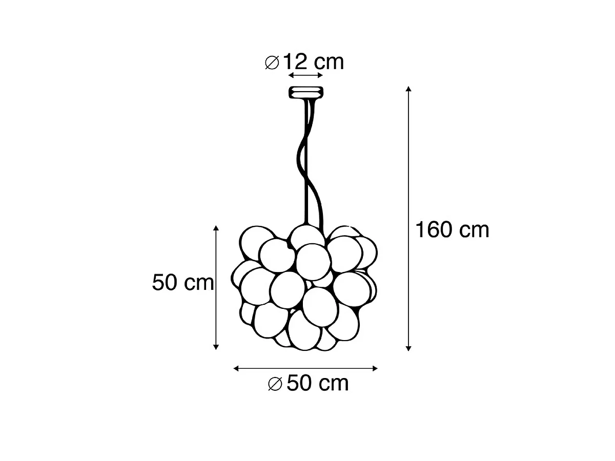 Suspension Art Déco noire avec verre ambré 8 lumières - Uvas