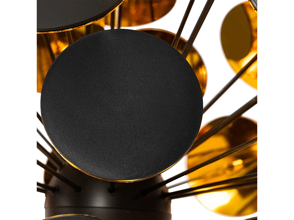 Lampe à suspension design noire et dorée - Cerchio