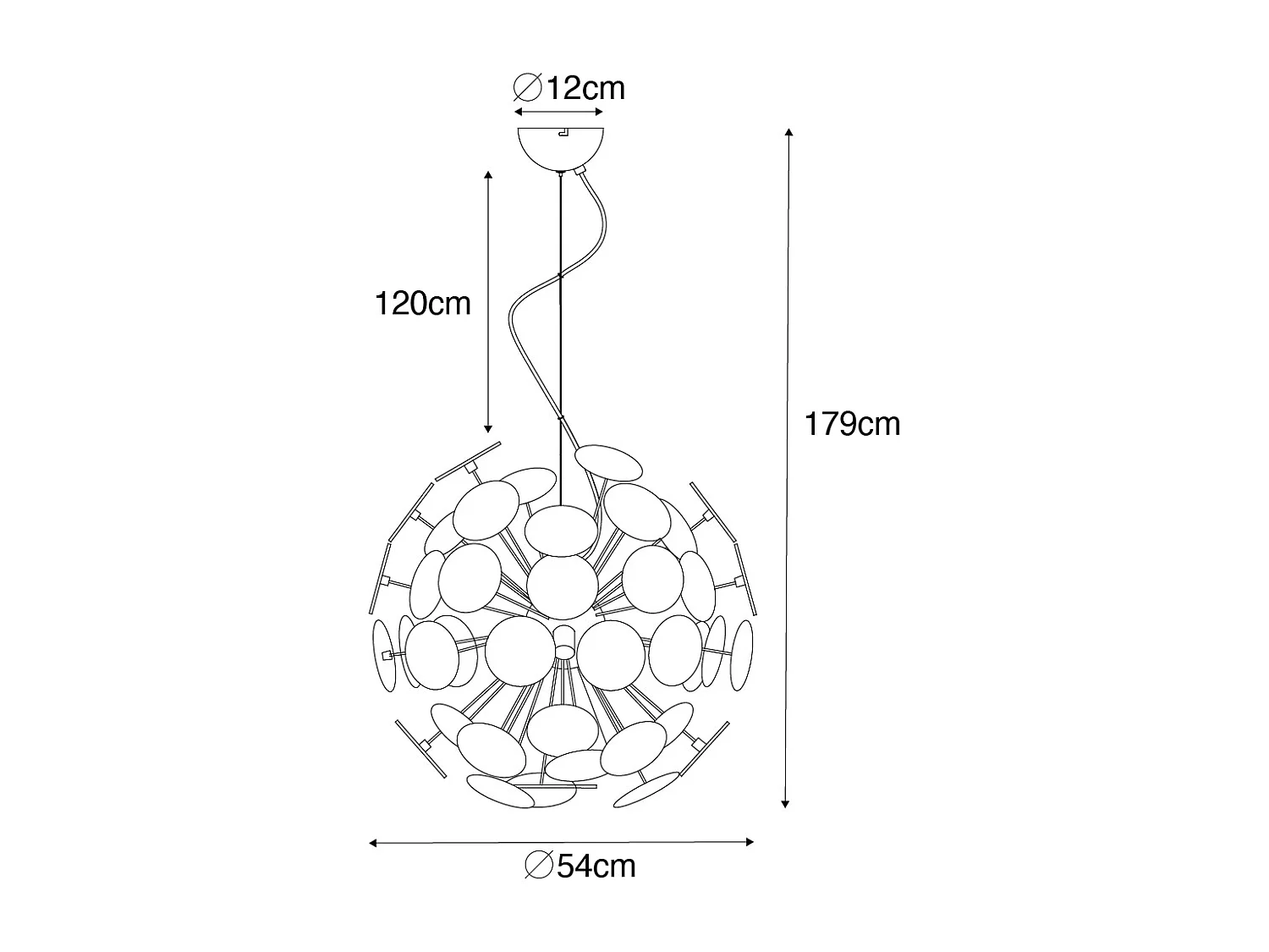 Lampe à suspension design noire et dorée - Cerchio