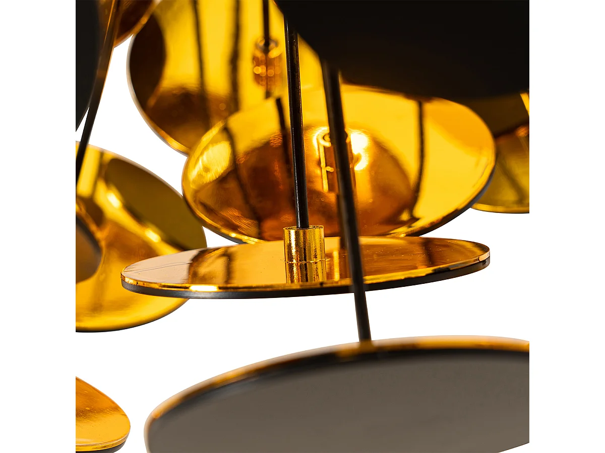 Lampe à suspension design noire et dorée - Cerchio