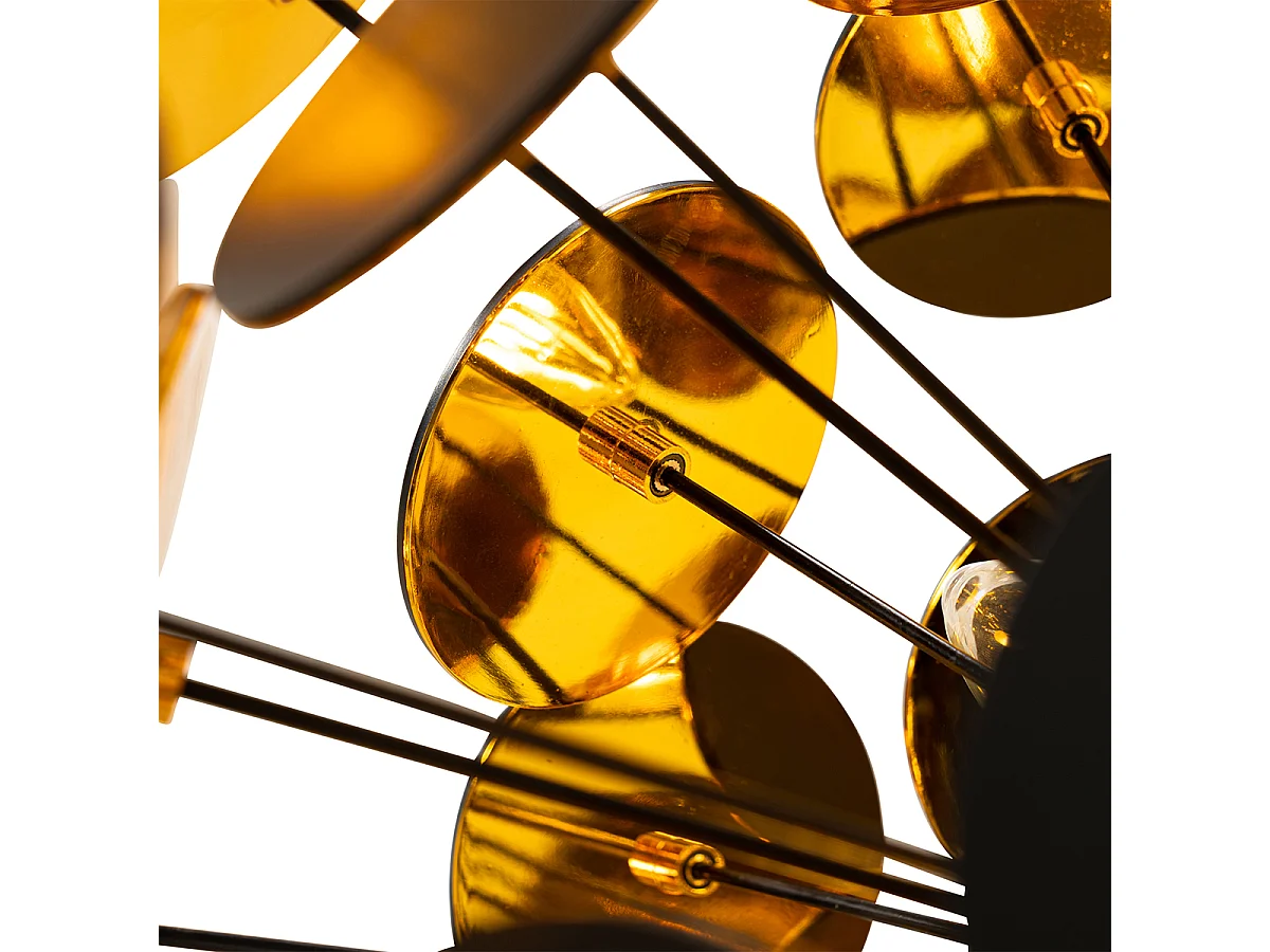 Lampe à suspension design noire et dorée - Cerchio