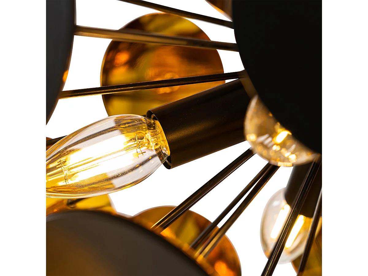 Lampe à suspension design noire et dorée - Cerchio