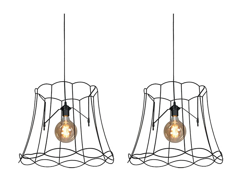 Lot de 2 lampes suspendues rétro noir 50 cm - Granny Frame