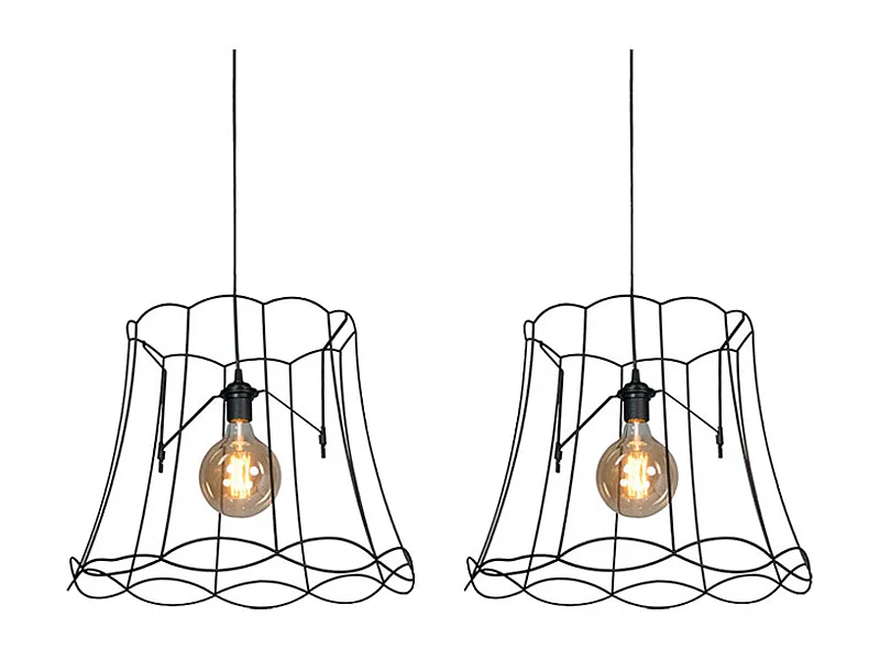 Lot de 2 lampes suspendues rétro noir 50 cm - Granny Frame