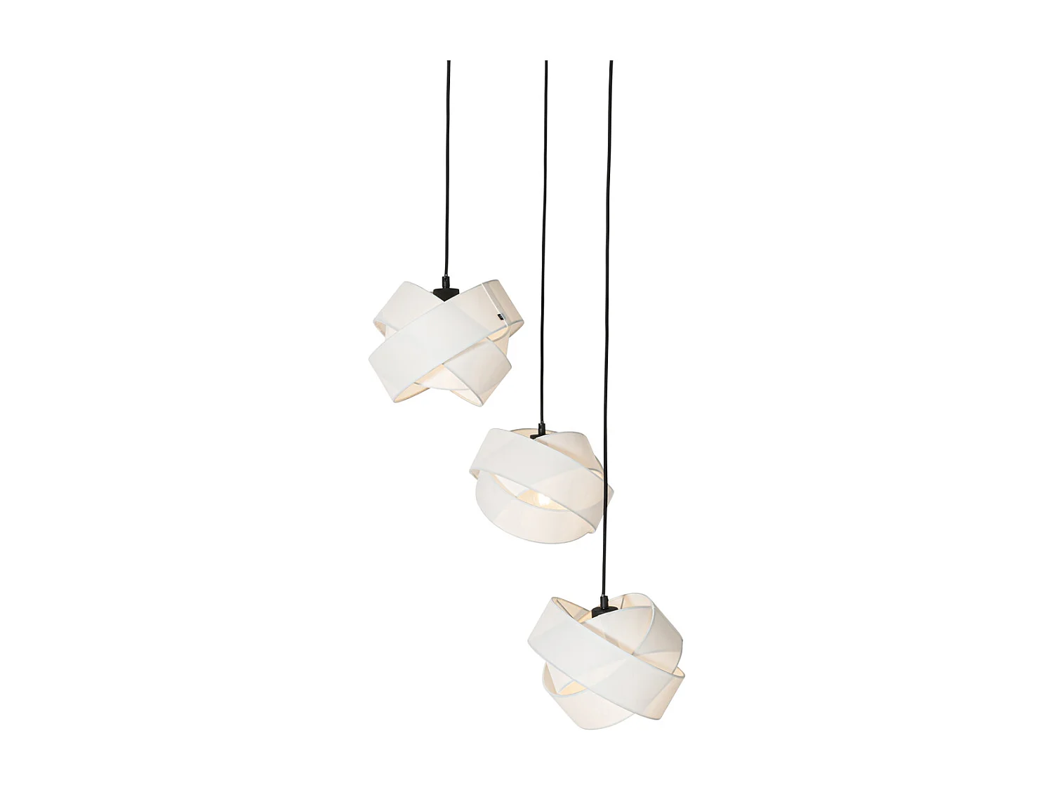 Suspension moderne noire avec blanc 3 lumières - Cloth