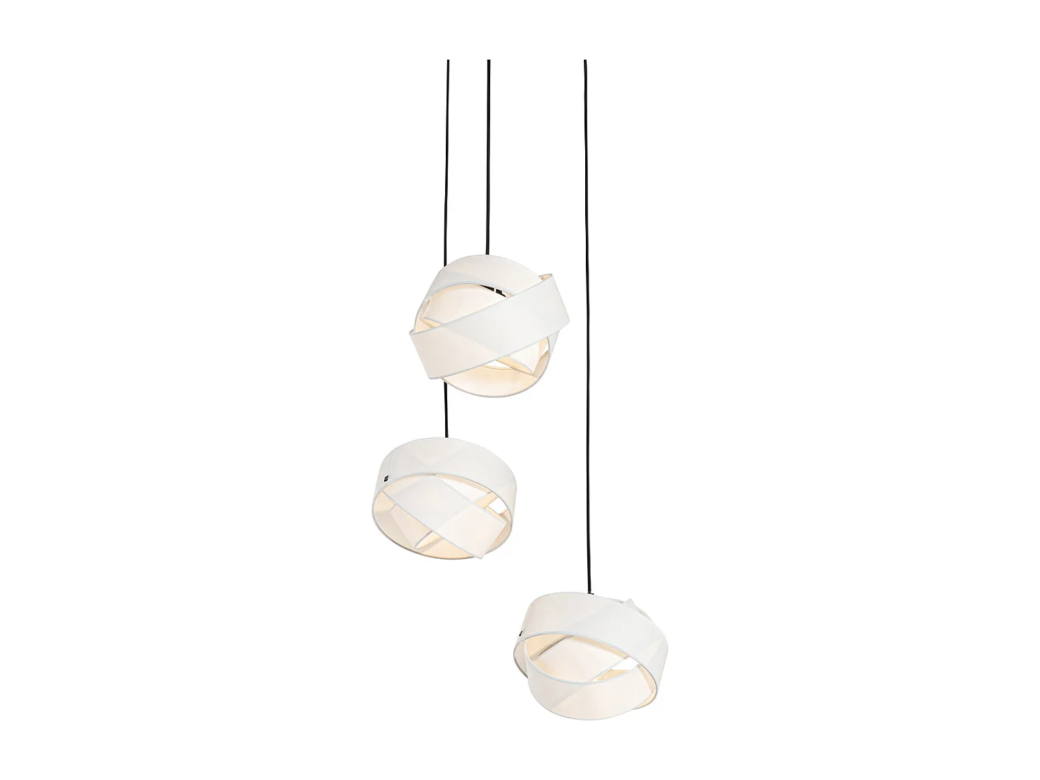 Suspension moderne noire avec blanc 3 lumières - Cloth