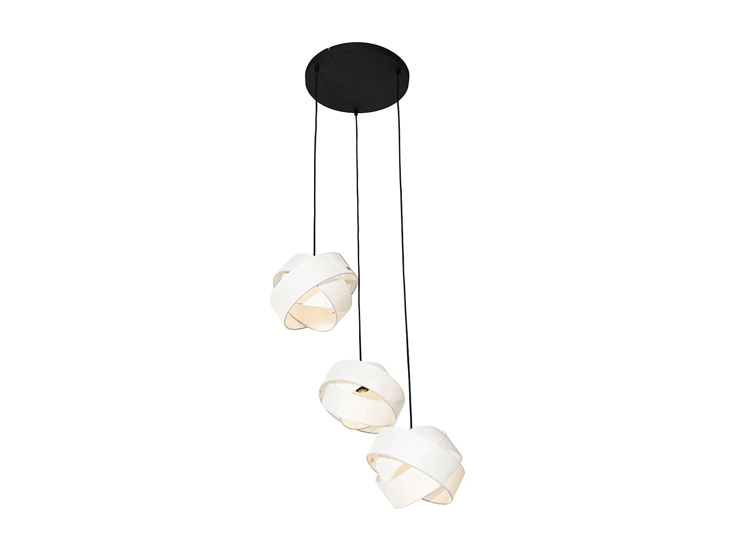 Suspension moderne noire avec blanc 3 lumières - Cloth