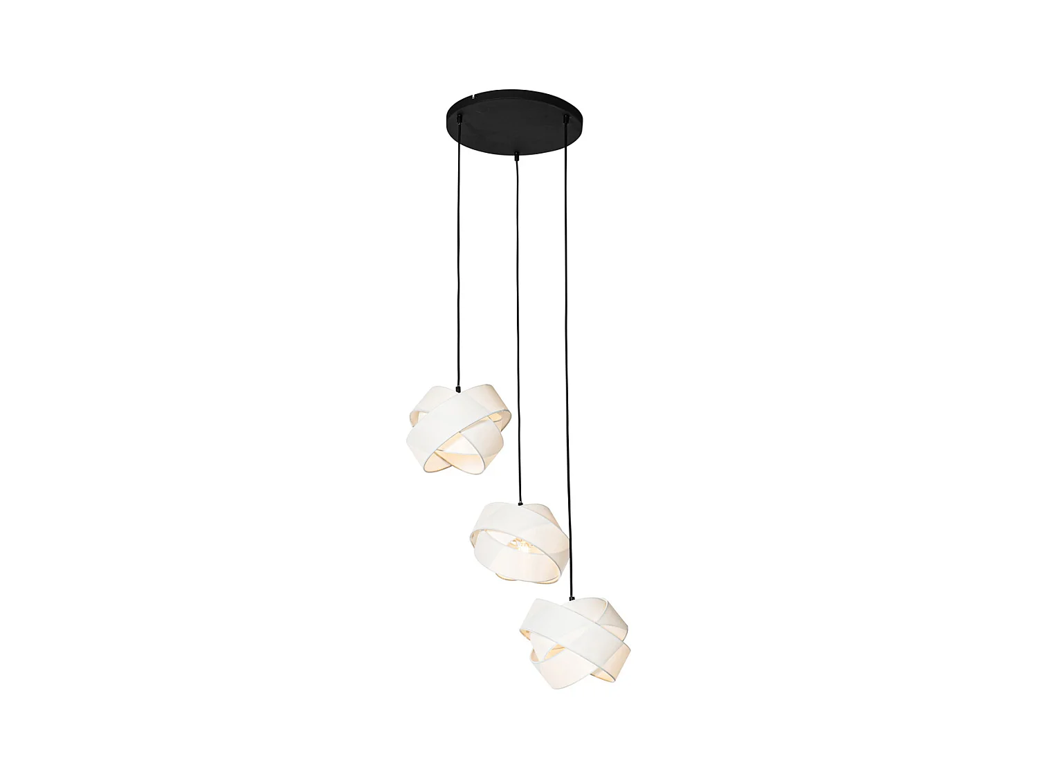 Suspension moderne noire avec blanc 3 lumières - Cloth