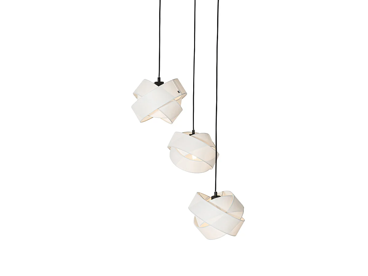 Suspension moderne blanche 3 lumières - Cloth