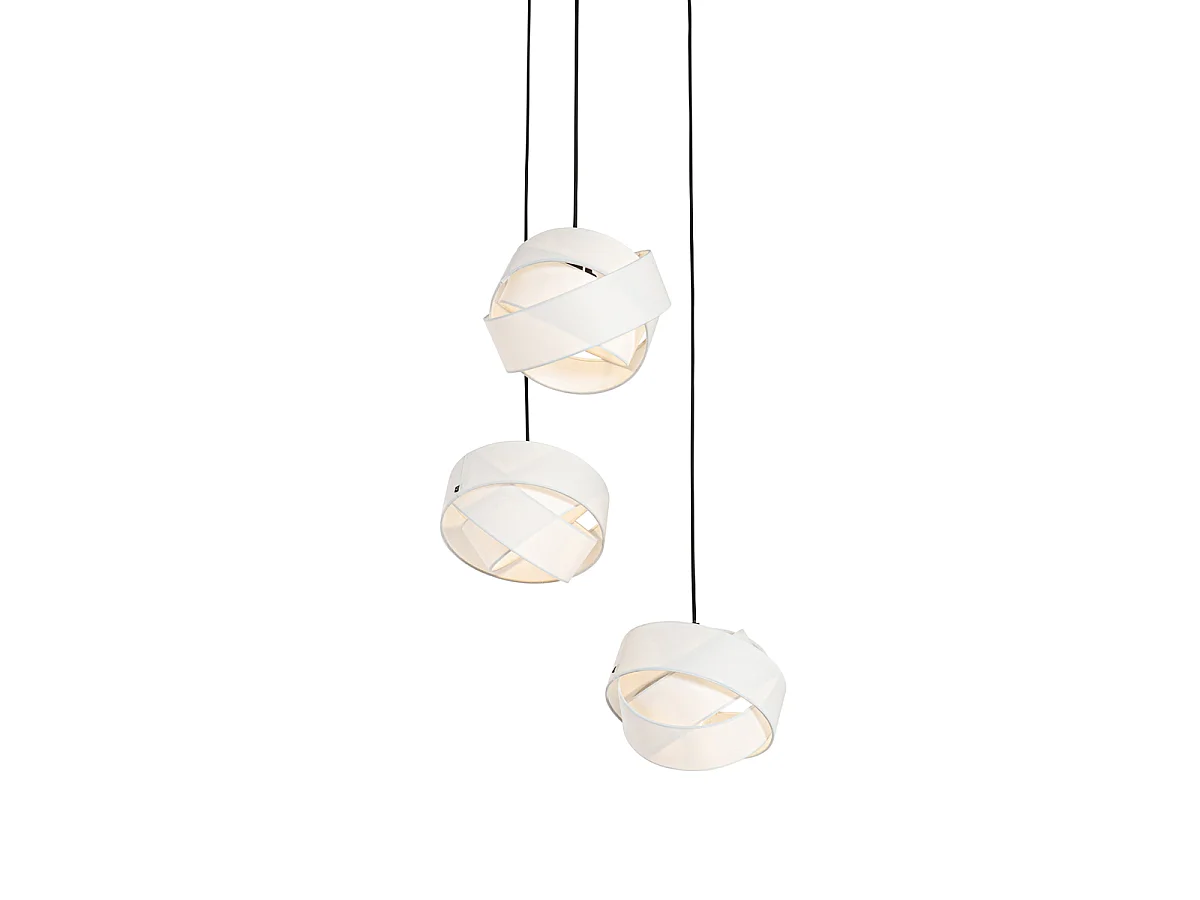 Suspension moderne blanche 3 lumières - Cloth