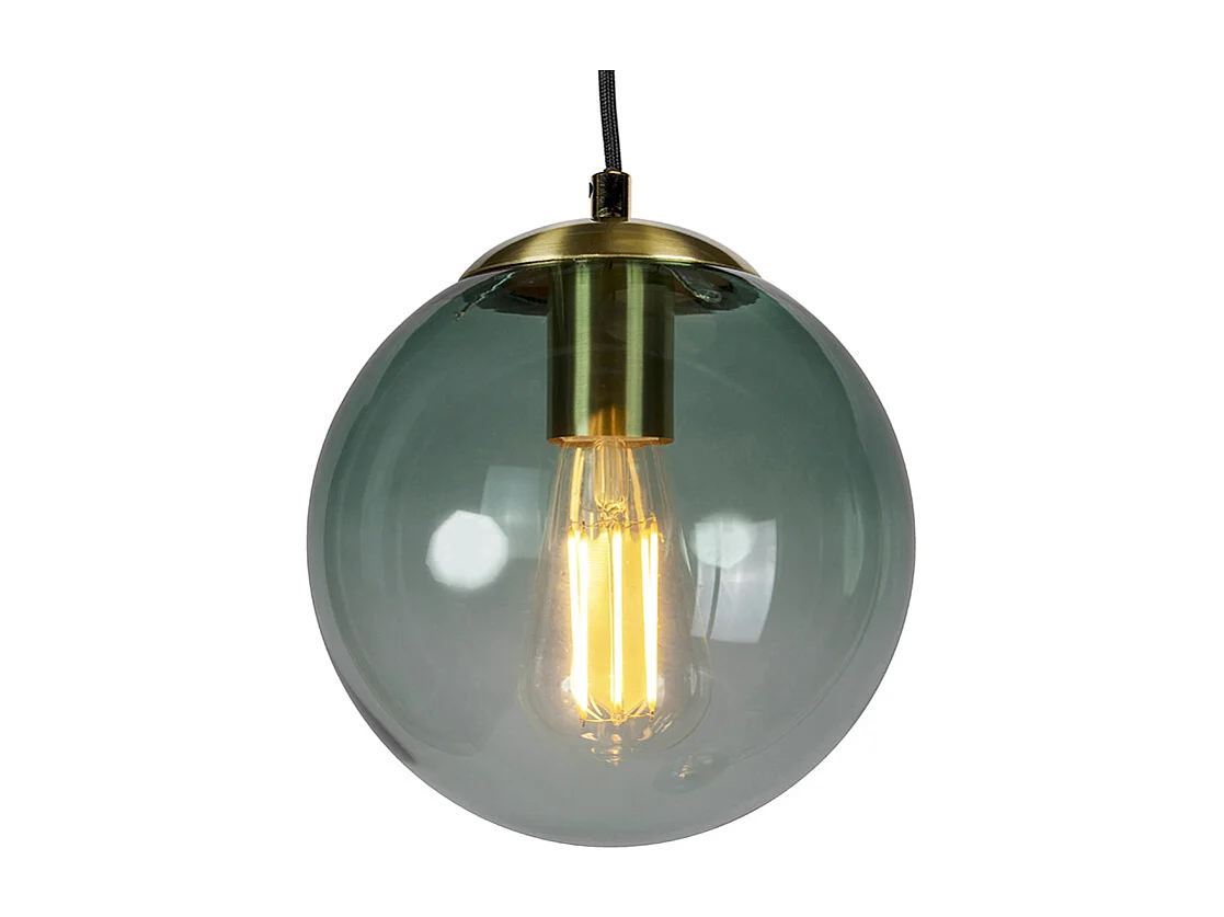 Lampe à suspension Art Déco en laiton avec verre bleu - PALLON