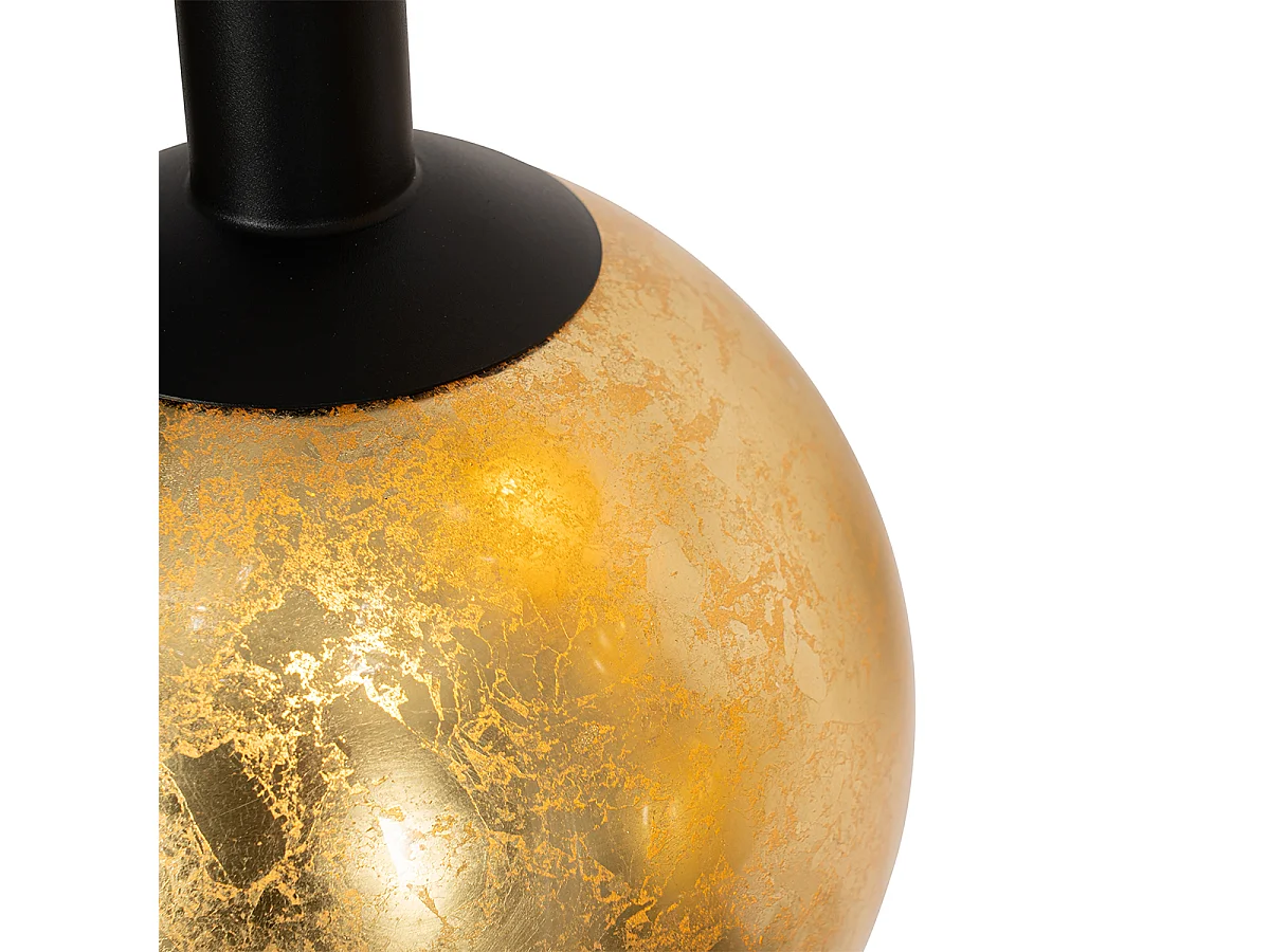 Suspension design noire avec verre doré 5 lumières - Bert