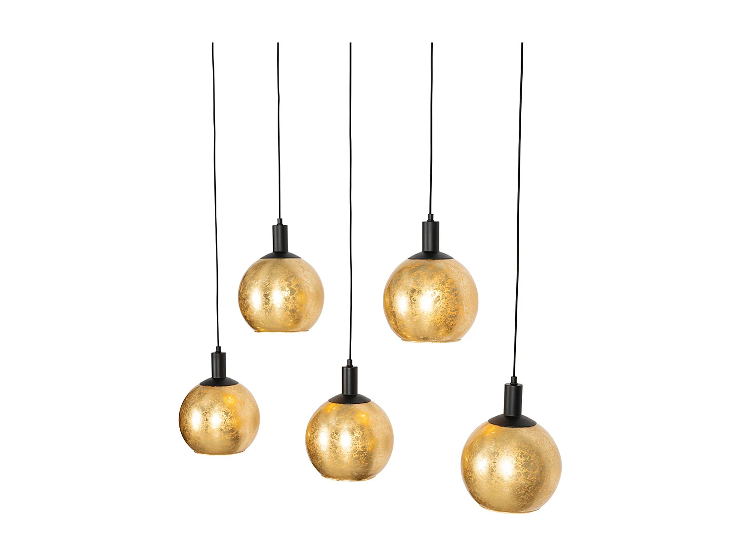 Suspension design noire avec verre doré 5 lumières - Bert