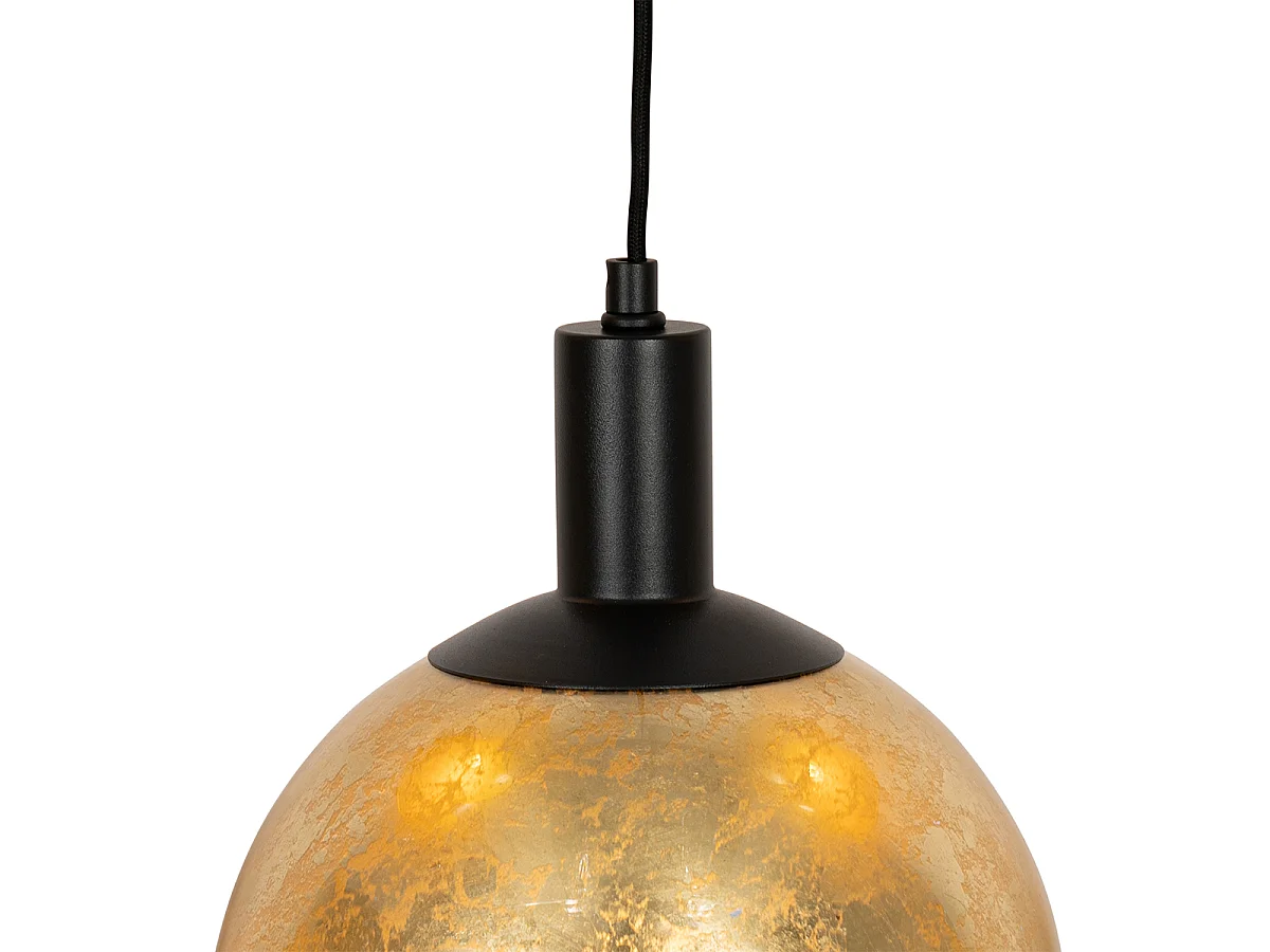 Suspension design noire avec verre doré 5 lumières - Bert