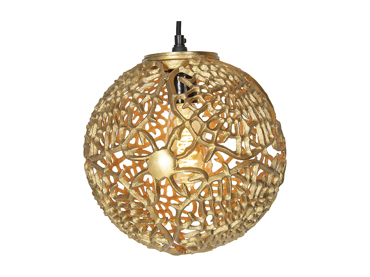 Suspension Art Déco ronde dorée 3 lumières - Maro