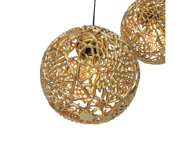 Suspension Art Déco ronde dorée 3 lumières - Maro