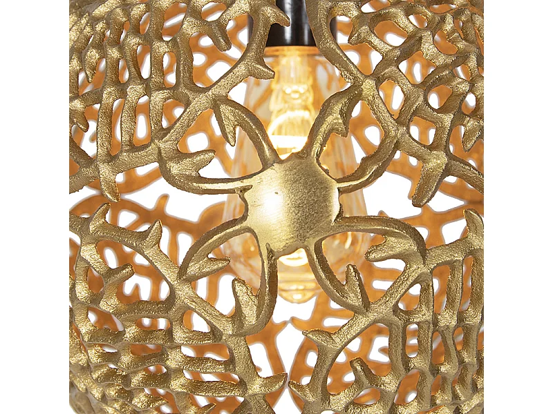 Suspension Art Déco ronde dorée 3 lumières - Maro