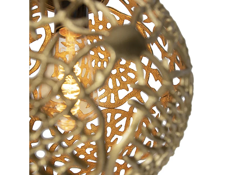 Suspension Art Déco ronde dorée 3 lumières - Maro