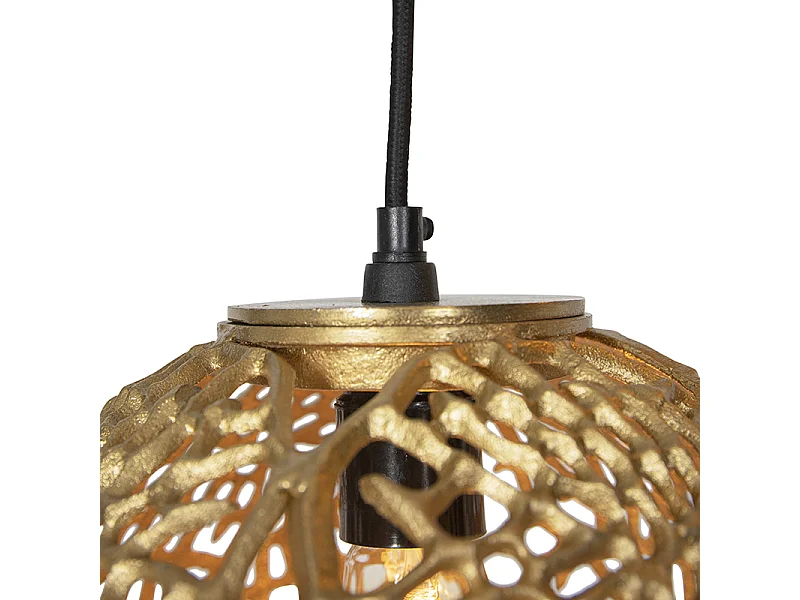 Suspension Art Déco ronde dorée 3 lumières - Maro