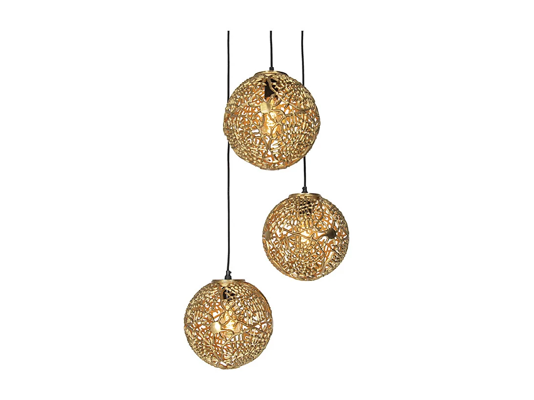Suspension Art déco dorée ronde 3 lumières - Maro