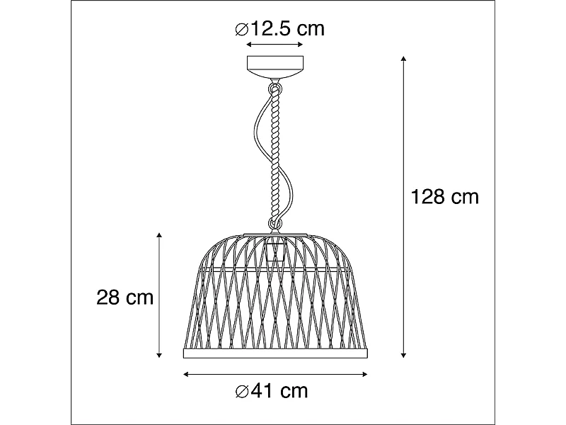 Suspension rurale en rotin avec ampoule intelligente Wifi G125 - Calamus