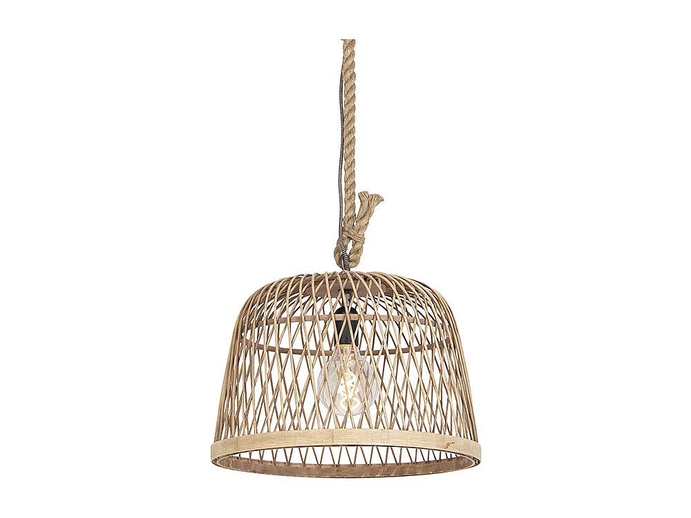 Suspension rustique intelligente en rotin avec ampoule WiFi G125 - Calamus