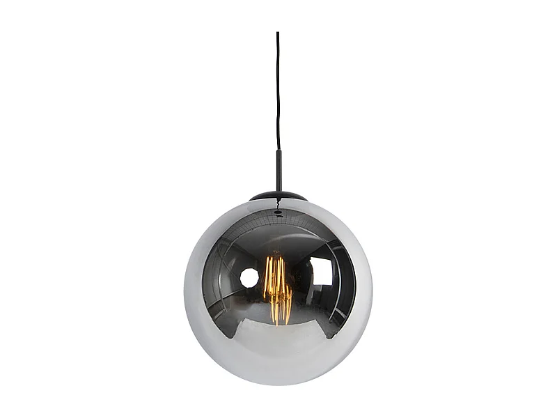 Suspension Art Déco noire avec verre fumé 30 cm - Pallon